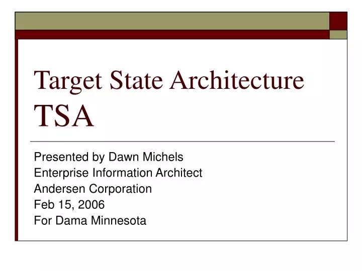 target state architecture tsa