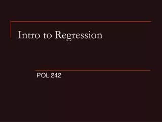 Intro to Regression