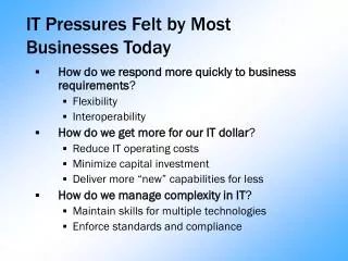IT Pressures Felt by Most Businesses Today