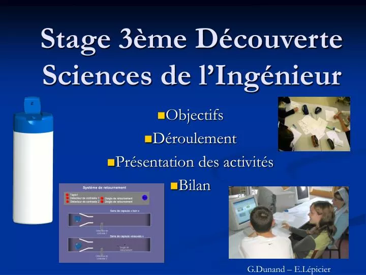 stage 3 me d couverte sciences de l ing nieur