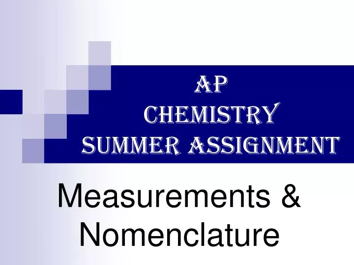 ap chemistry summer assignment