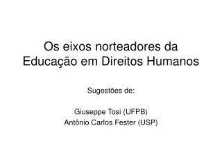 os eixos norteadores da educa o em direitos humanos