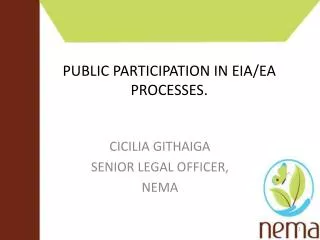 PUBLIC PARTICIPATION IN EIA/EA PROCESSES.