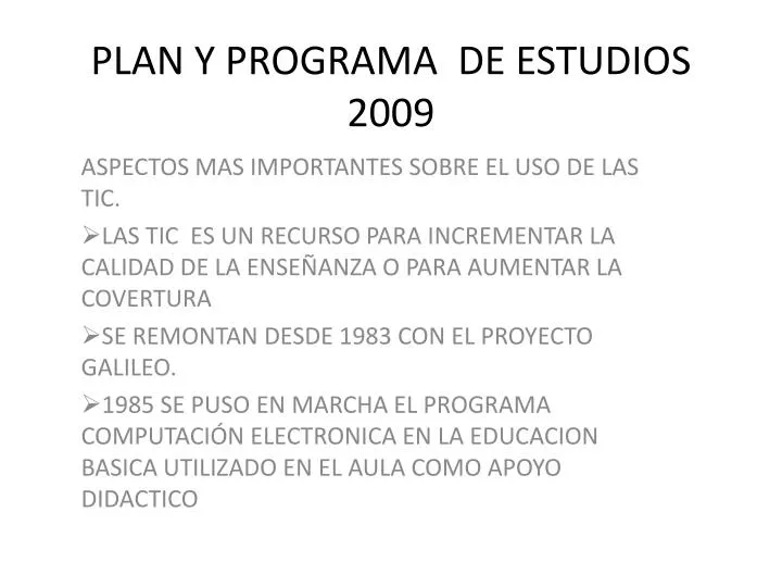 plan y programa de estudios 2009