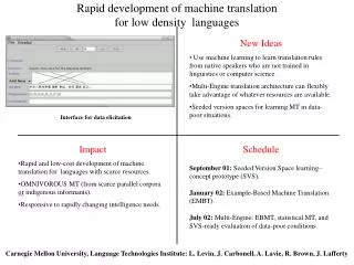 Rapid development of machine translation for low density languages