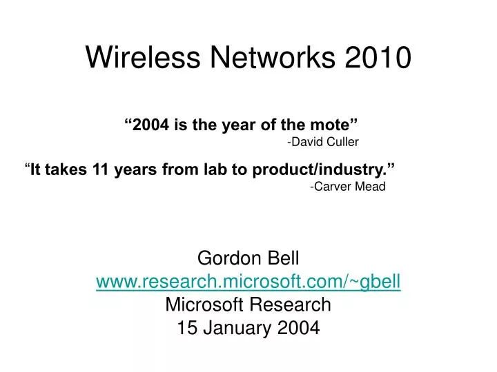 wireless networks 2010