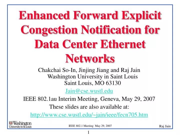 enhanced forward explicit congestion notification for data center ethernet networks