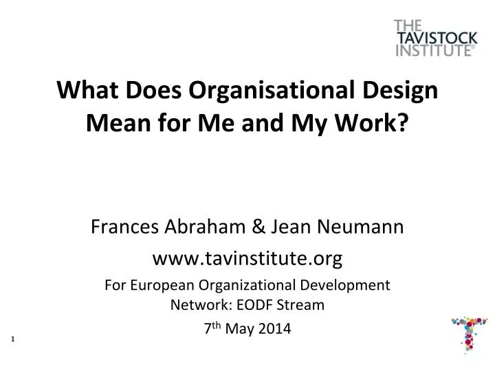 what does organisational design mean for me and my work