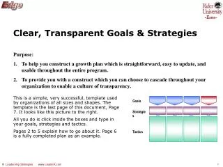 Clear, Transparent Goals &amp; Strategies