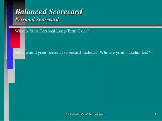 Balanced Scorecard Personal Scorecard