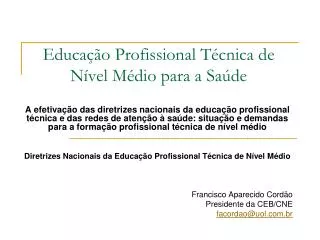 educa o profissional t cnica de n vel m dio para a sa de