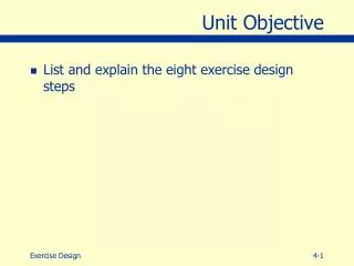 Unit Objective