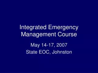 Integrated Emergency Management Course