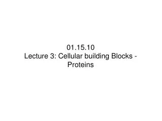 01.15.10 Lecture 3: Cellular building Blocks - Proteins