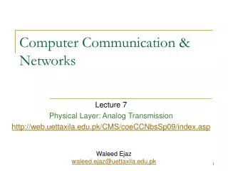 Computer Communication &amp; Networks