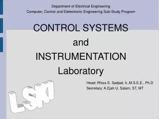 CONTROL SYSTEMS and INSTRUMENTATION Laboratory