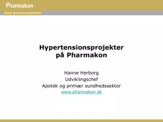 hypertensionsprojekter p pharmakon