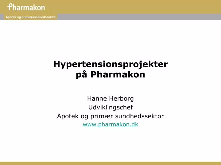 hypertensionsprojekter p pharmakon