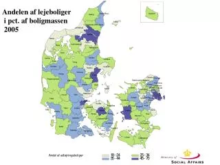andelen af lejeboliger i pct af boligmassen 2005