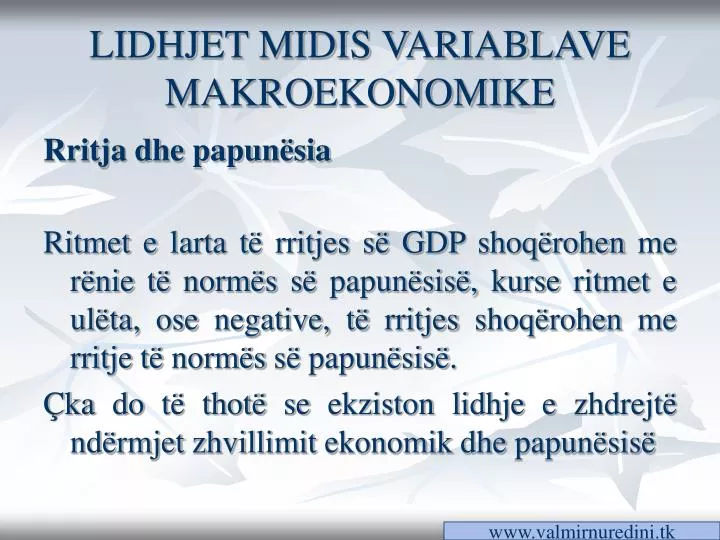 lidhjet midis variablave makroekonomike