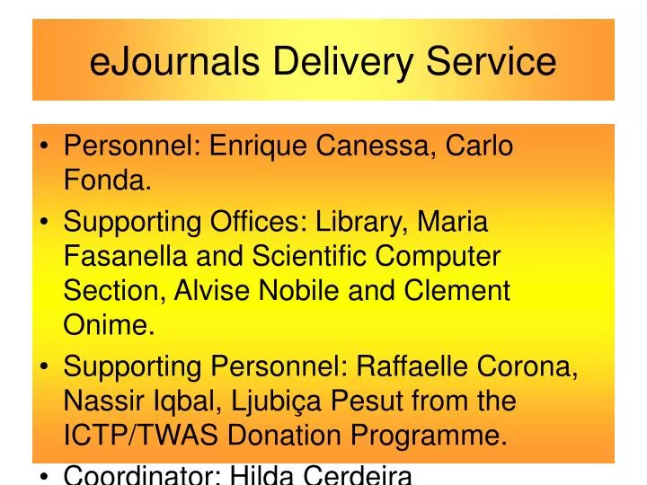 ejournals delivery service