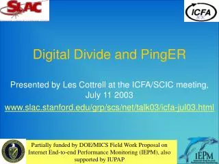 Digital Divide and PingER