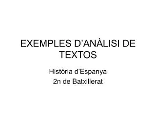 exemples d an lisi de textos