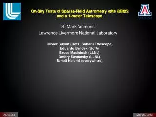 On-Sky Tests of Sparse-Field Astrometry with GEMS and a 1-meter Telescope