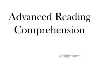 Advanced Reading Comprehension