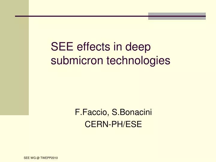 see effects in deep submicron technologies