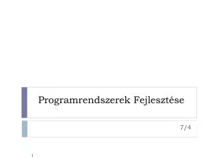 programrendszerek fejleszt se