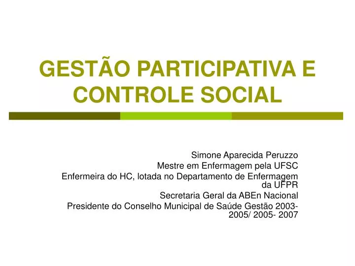 gest o participativa e controle social