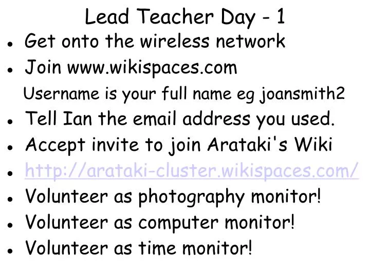 lead teacher day 1