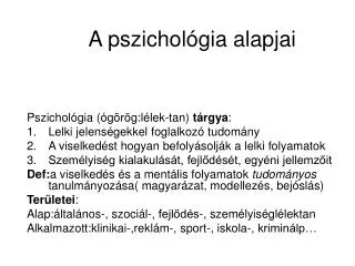 a pszichol gia alapjai