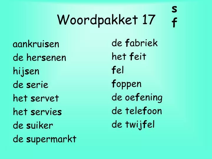 woordpakket 17