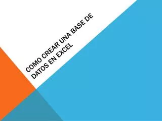 como crear una base de datos en excel