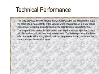 Technical Performance