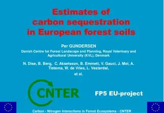 Estimates of carbon sequestration in European forest soils