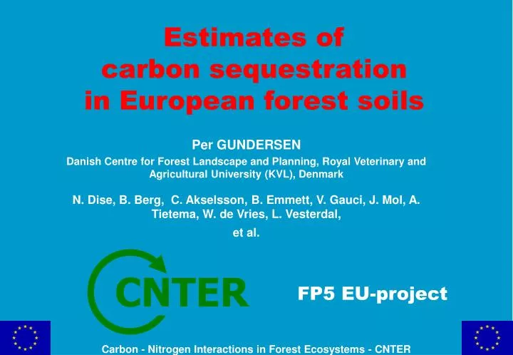 estimates of carbon sequestration in european forest soils