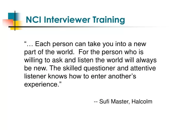 nci interviewer training