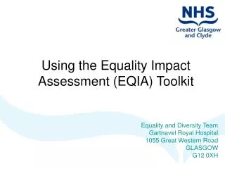Using the Equality Impact Assessment (EQIA) Toolkit