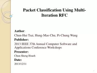 Packet Classification Using Multi-Iteration RFC