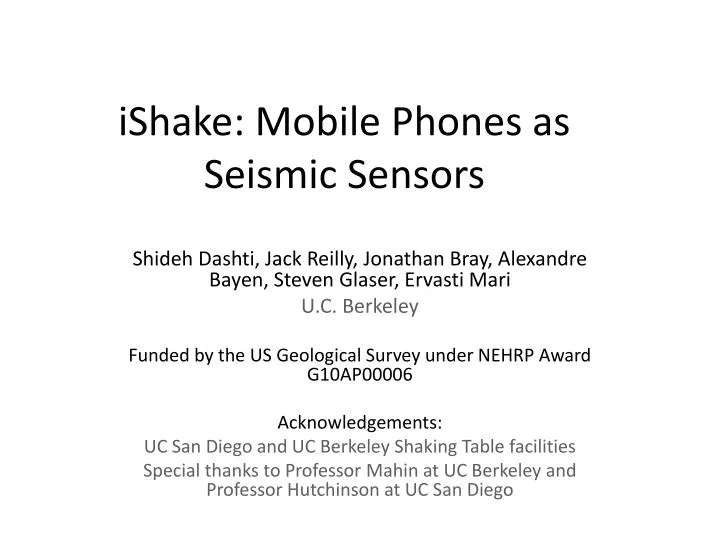 ishake mobile phones as seismic sensors