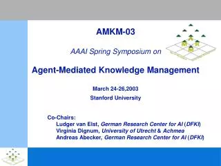 AMKM-03 AAAI Spring Symposium on Agent-Mediated Knowledge Management March 24-26,2003