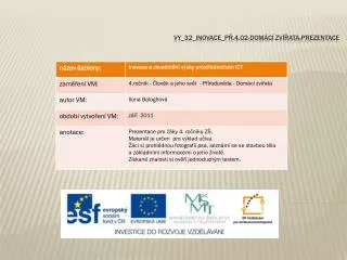 vy 32 inovace p 4 02 dom c zv ata prezentace