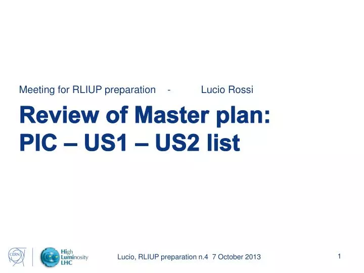 review of master plan pic us1 us2 list