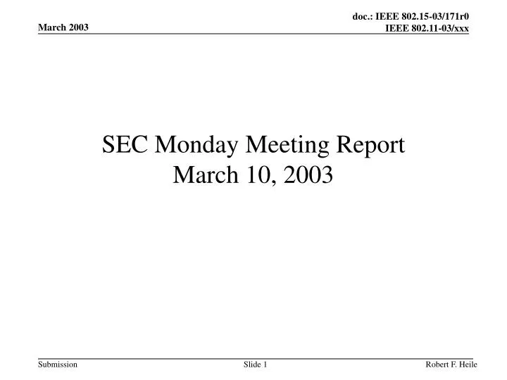 sec monday meeting report march 10 2003