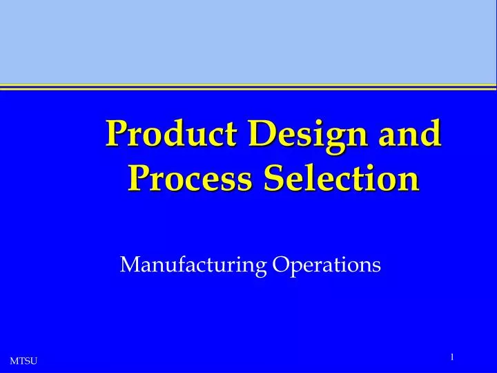 product design and process selection