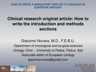 Clinical research original article: How to write the introduction and methods sections