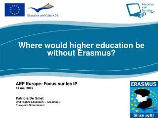 Where would higher education be without Erasmus? AEF Europe- Focus sur les IP 14 mai 2009